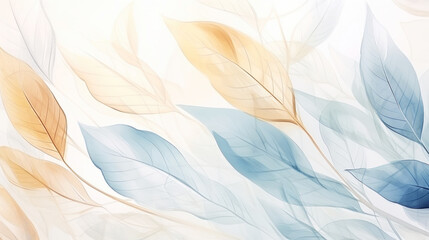 Obraz premium Branch of leaves transparent watercolour background. Pastel colour palette. Generative AI