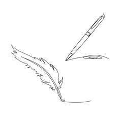 Pen and feather drawn in line art style