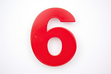 Red Number 6 Six On White Background