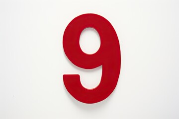 Red Number 9 Nine On White Background
