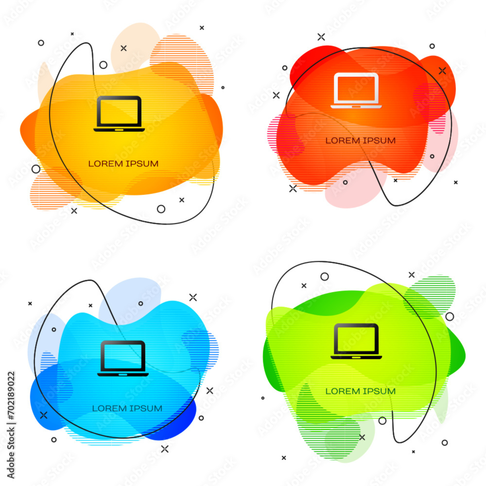 Poster black laptop icon isolated on white background. computer notebook with empty screen sign. abstract b