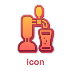 Obraz premium Gold Beer tap with glass icon isolated on white background. Vector