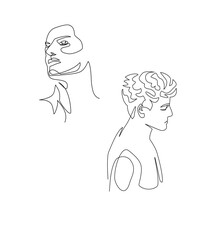 Man portrait drawn in line art style