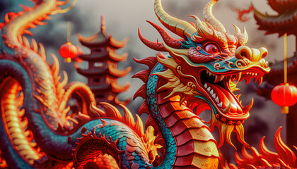Beautiful fantasy dragon. Year of the Dragon according to the eastern horoscope