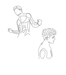 Man portrait drawn in line art style