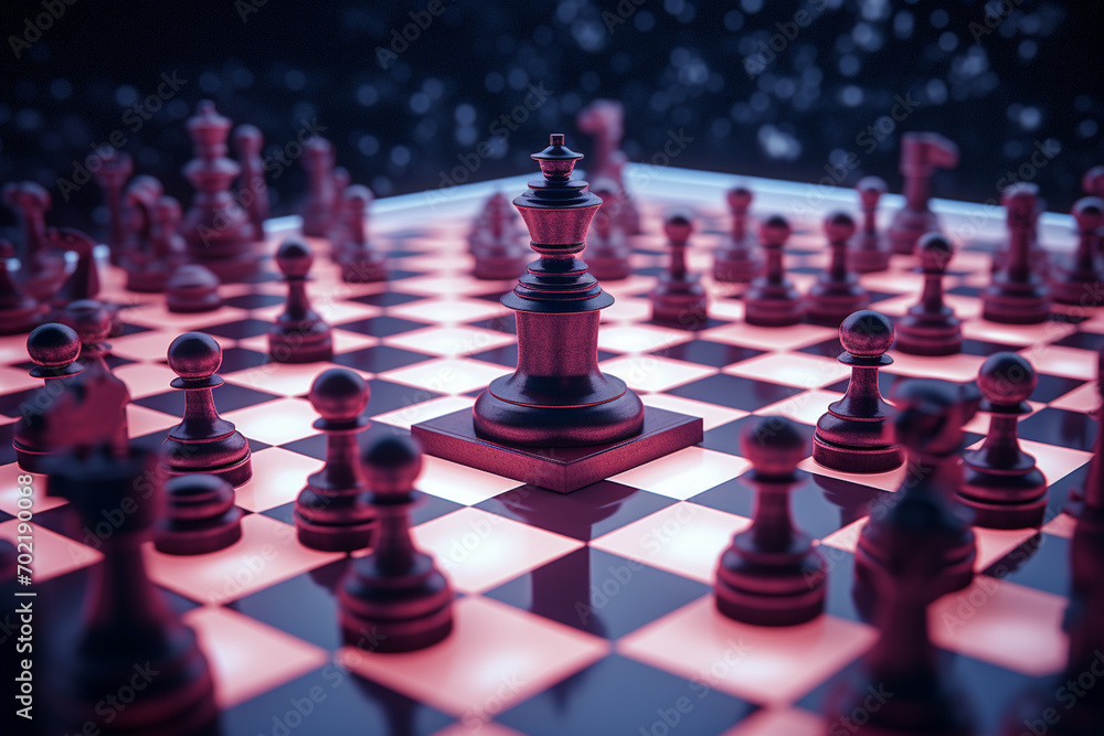 Fototapete pixel art rendering of a chessboard, blending nostalgia with classic strategy game visuals.