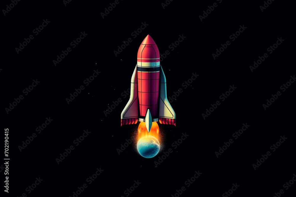 Aufkleber playful pixel art of a retro rocket, combining nostalgia with the excitement of space exploration.