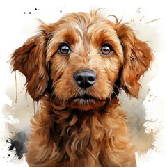 watercolor Goldendoodle clipart, Generative Ai