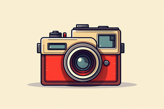 A minimalistic pixel art rendition of a retro camera, fusing classic design with clean and contemporary lines.