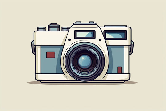 A minimalistic pixel art rendition of a retro camera, fusing classic design with clean and contemporary lines.