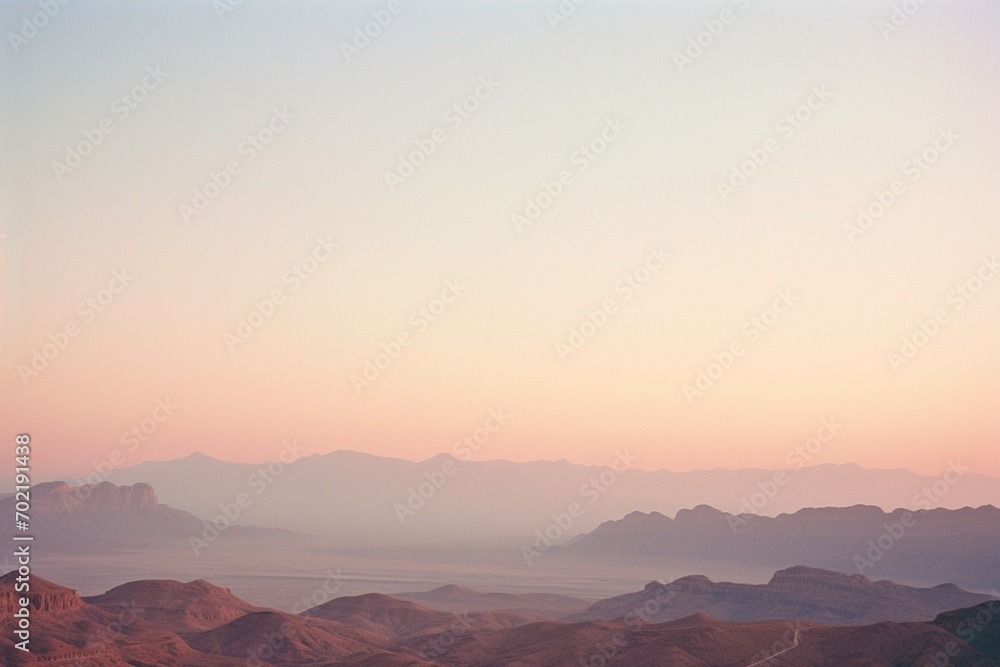 Poster minimalist pixel art capturing the horizon of mountains, utilizing simplicity to convey the beauty o