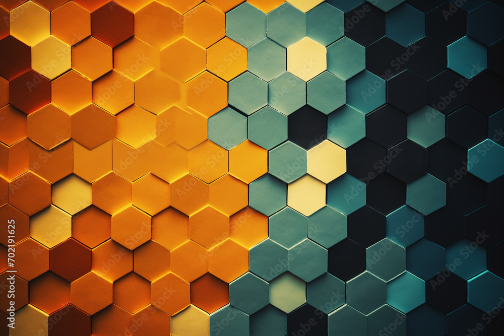 Leinwandbilder Clean and minimal pixel art featuring an abstract hexagon pattern, showcasing simplicity and geometric precision.