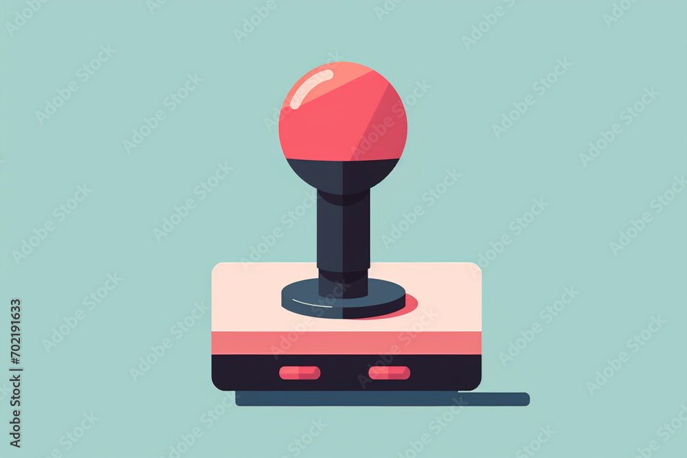Poster a clean and minimal pixel art illustration of a retro arcade joystick, focusing on simplicity in gam