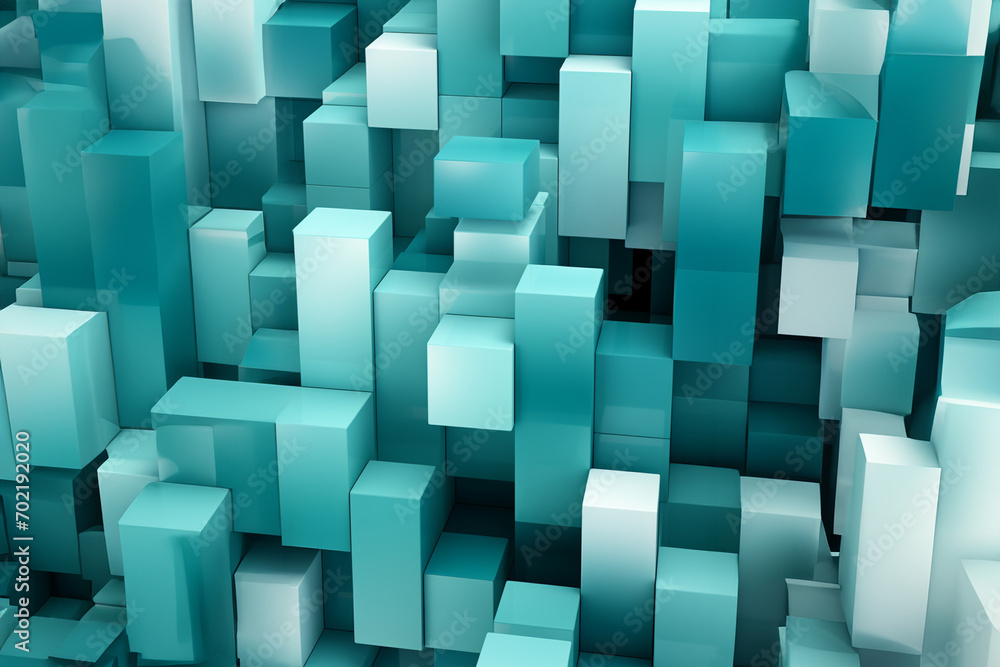 Poster clean and minimal pixel art featuring an abstract pattern of cubes, emphasizing simplicity and geome