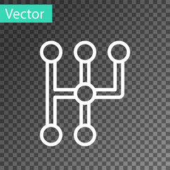 White line Gear shifter icon isolated on transparent background. Transmission icon.  Vector