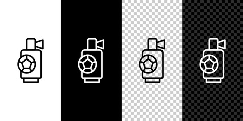 Set line Air horn icon isolated on black and white, transparent background. Sport fans or citizens against government and corruption.  Vector - obrazy, fototapety, plakaty