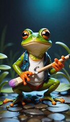 Obraz premium Painter frog generative ai 