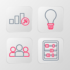 Set line Abacus, Users group, Light bulb with concept of idea and Financial growth icon. Vector