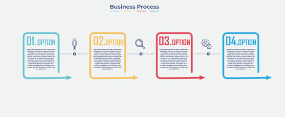 Vector infographics of 4 stages to achieving success for website design, presentations. Modern office data illustration design.  Modern chart design. Simple infographic design template. 