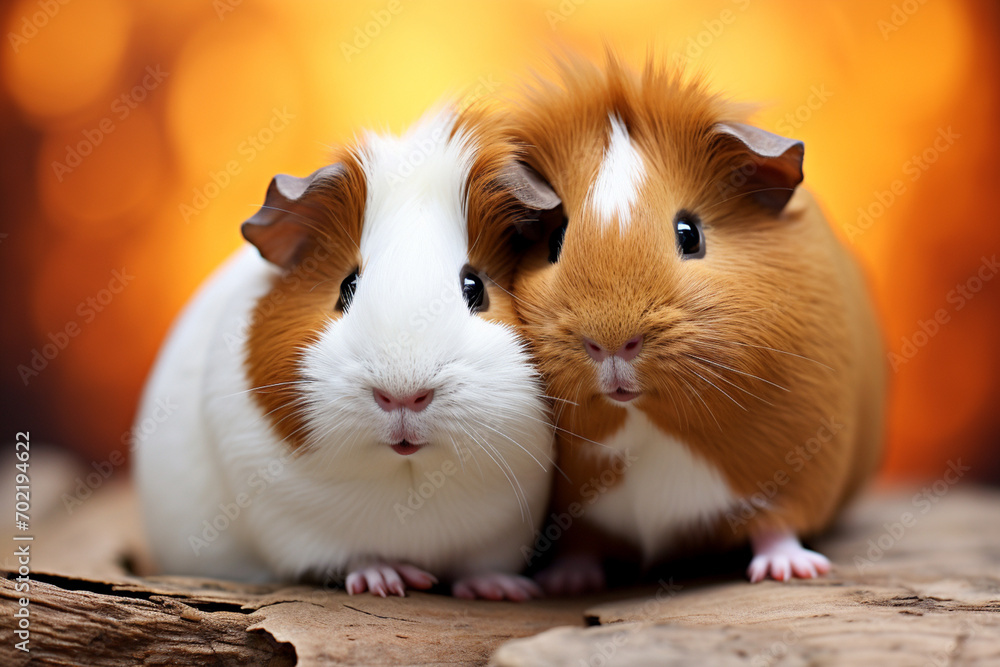 Poster sweet pixel art of guinea pigs cuddling in a pixelated setting, capturing the warmth of retro small-