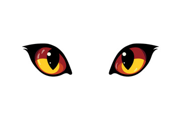 Cat's eyes Bright eyes of a dark cat Cartoon style Vector