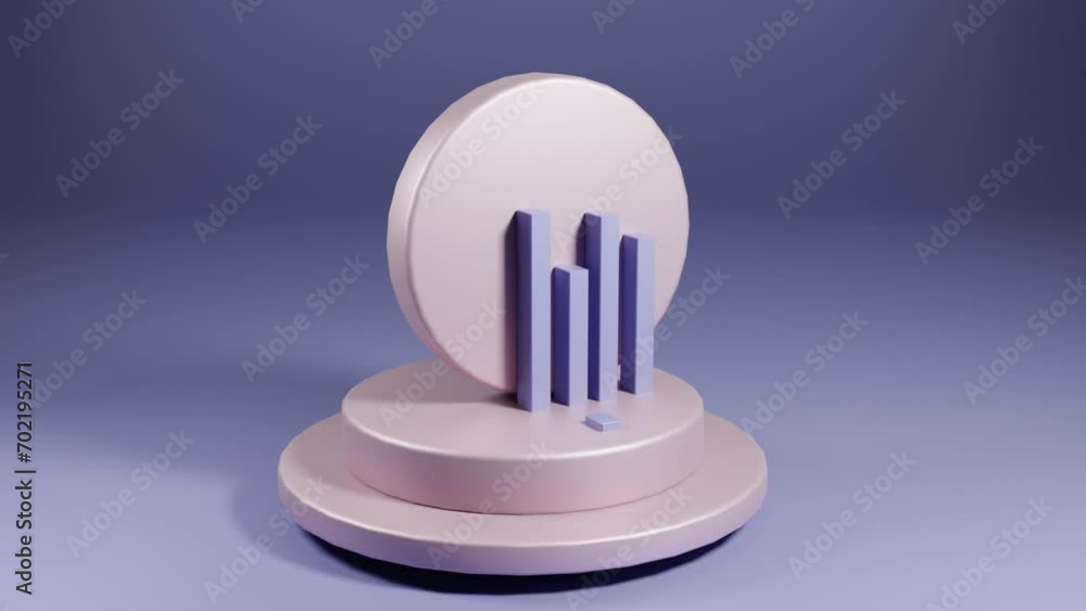 Poster a 3d pie chart icon floating above a soft lavender background, representing data analytics and busin