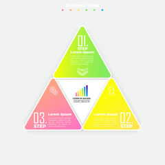 Modern infographic template with 3 successive stages of the business project development process. Minimal infographic design template. Modern flat vector illustration for data visualization.