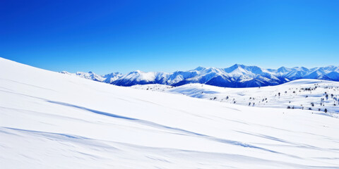 Fototapeta na wymiar Winter mountain peaks are covered with snow. Ski landscape. Freeriding. Winter sports concept. Generative AI
