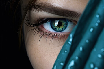 Close up photograph of a beautiful female eye symbolizing envy - obrazy, fototapety, plakaty