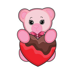 teddy bear with chocolate love  illustration