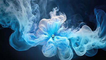 Tapeta abstrakcyjny niebieski kwiat. Generative AI - obrazy, fototapety, plakaty
