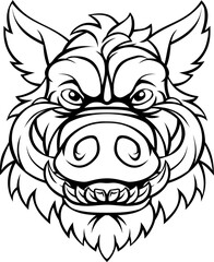 Obraz premium Boar Wild Hog Razorback Warthog Mascot Pig Cartoon