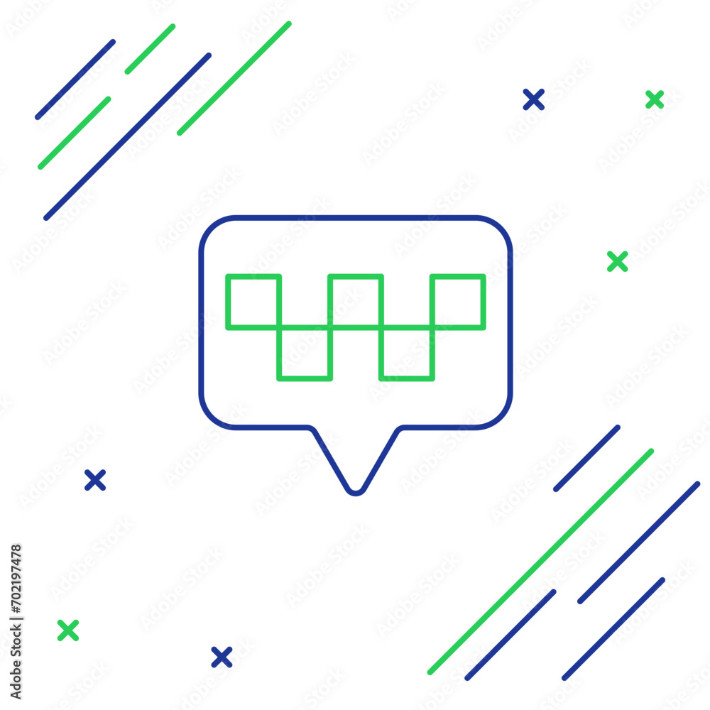 Poster line map pointer with taxi icon isolated on white background. location symbol. colorful outline conc