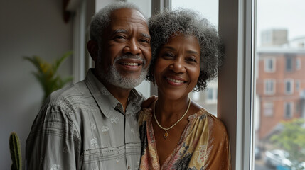 Portrait of a happy mature senior black african American couple - Powered by Adobe