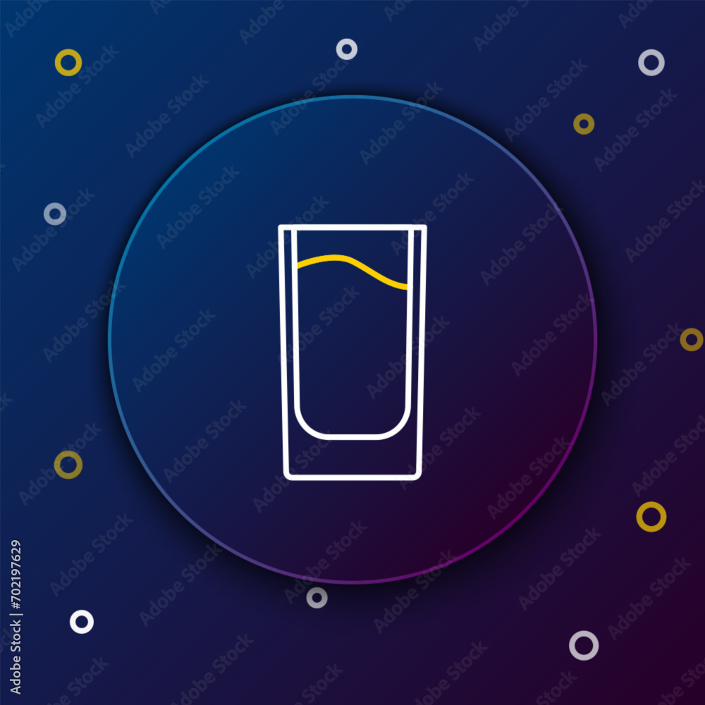 Sticker line shot glass icon isolated on blue background. colorful outline concept. vector