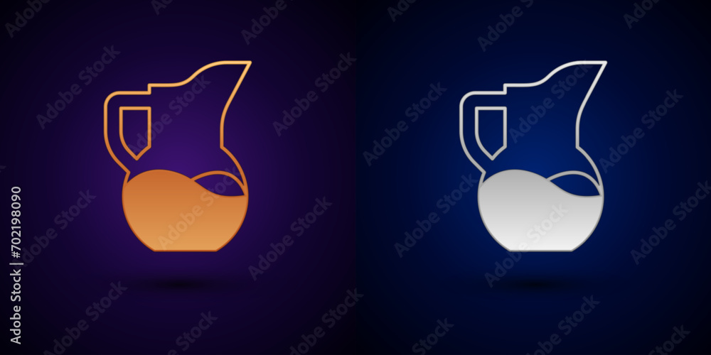 Canvas Prints Gold and silver Milk jug or pitcher icon isolated on black background.  Vector