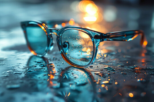 Square Rimless Glasses Frames with Gradient Tint on white background 