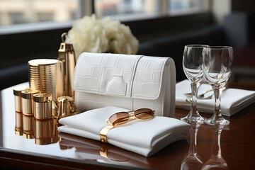 Classic white dress shirt with cufflinks and a monogrammed pocket square, Generative AI