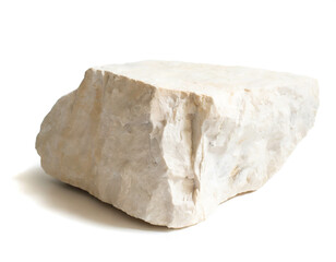 Kalkstein isoliert auf weißem Hintergrund, Freisteller 