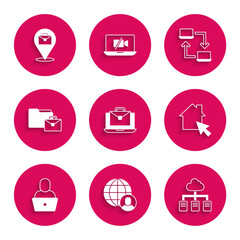 Set Online working, Freelancer,  and  icon. Vector