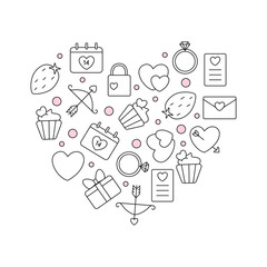 Valentine's day icon set. Vector illustration.