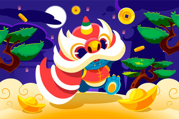 Fototapeta premium Flat Chinese new year illustration