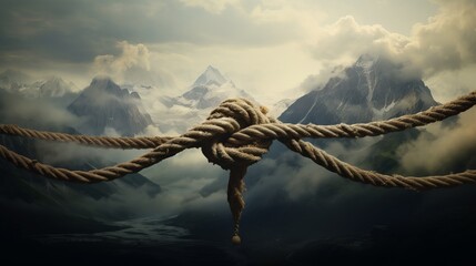 rope on the mountains - obrazy, fototapety, plakaty