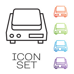 Black line Electronic jewelry scales icon isolated on white background. Set icons colorful. Vector
