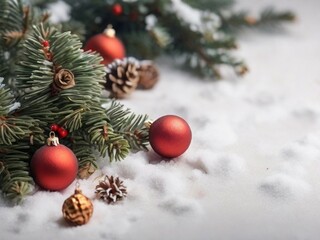 Naklejka na ściany i meble christmas tree decorations with red balls