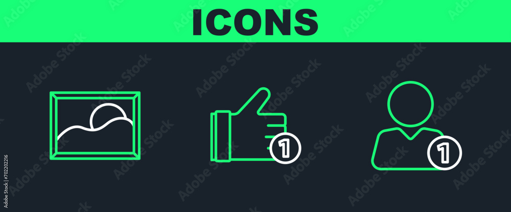 Canvas Prints set line add to friend, picture landscape and hand like icon. vector