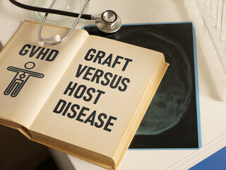 Graft versus host disease GVHD is shown using the text - obrazy, fototapety, plakaty