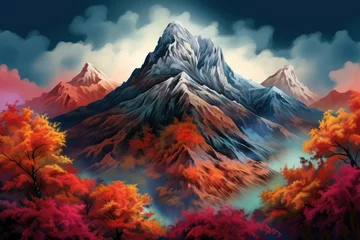 Foto op Canvas Japan nature mountain with autumn leaves and landscape scenery in spring. Generative Ai. © annamaria