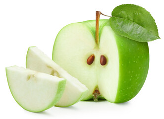 Green apples isolated on white background