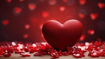 red hearts romantic background with a beautiful bokeh. Love, relationships, Valentine's day